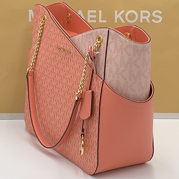 MICHAEL KORS LARGE X CHAIN SHOULDER TOTE BAG SHERBERT MULTI COLOR - Picture 4 of 15